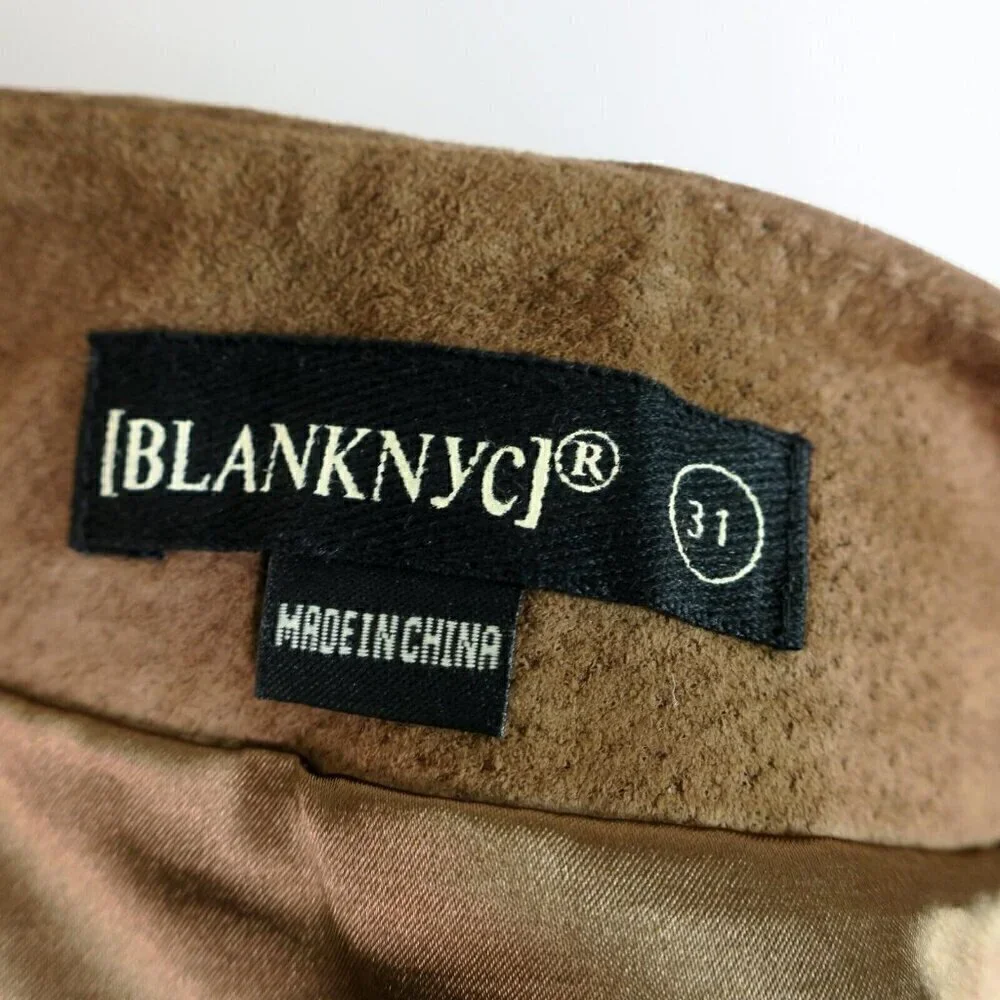 Blanknyc Blank NYC Leather Suede Skirt Brown Side Zip Mini Moto Women's 31 - Picture 3 of 4